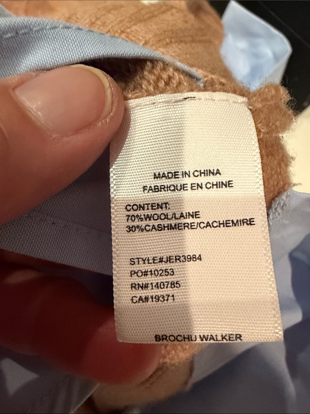 Brochu Walker Camel Sweater with Light Blue Lining Collar Shirt - Picture 9 of 9